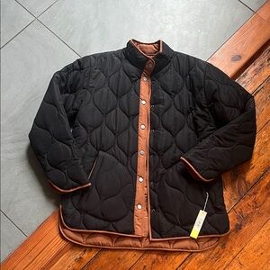 Summersalt Reversible Black and Brown Quilted Puffer Jacket